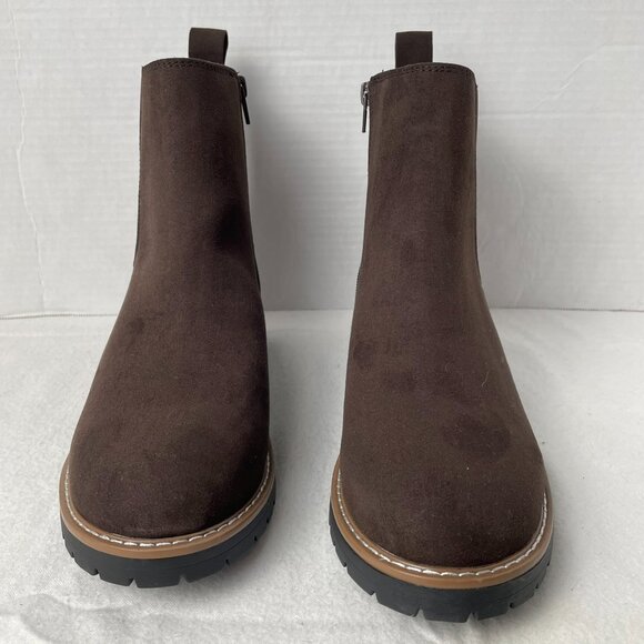 Kensie Kayla Chelsea Faux Suede Boot in Brown - Picture 3 of 8